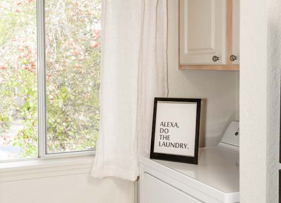 Model laundry and window at King's Court Apartments, Beaverton, 97006