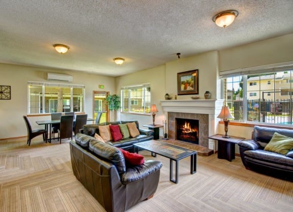 Maple Pointe Clubhouse Interior Seating Area & Fireplace