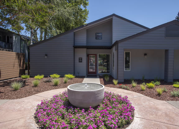 Pheasant Pointe Remodeled Clubhouse Exterior Fountain