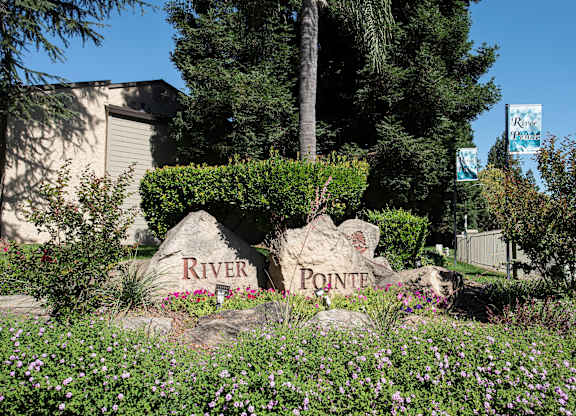 Entry monument sign at River Pointe, Sacramento, California