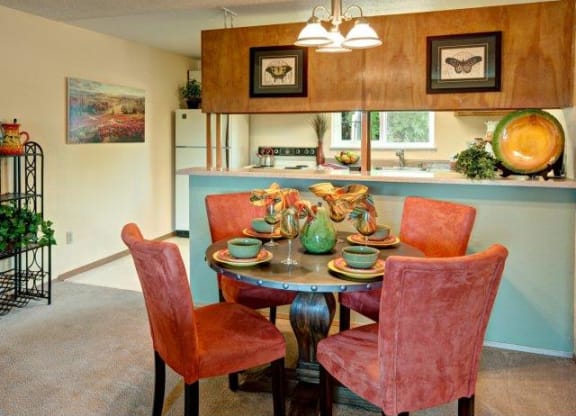 Model Apartment Dining Room at Riverwood Apartments, Washington, 98032
