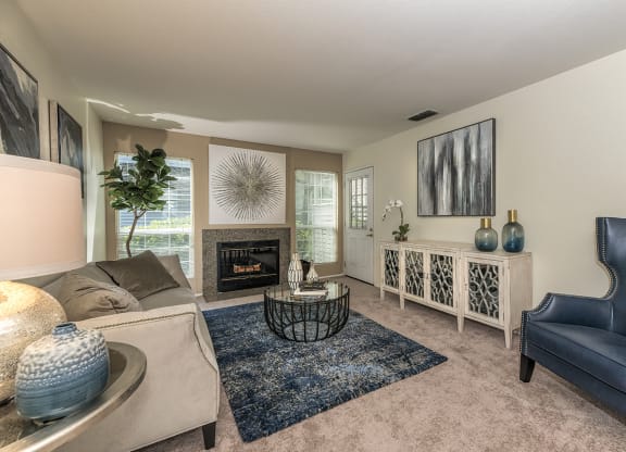 Rocklin Gold Model Living Room & Fireplace