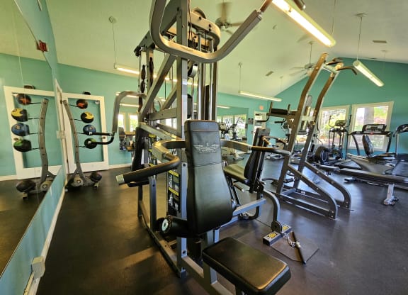 fitness center equipment machines at Sir Charles Court Apartments, Beaverton, 97006