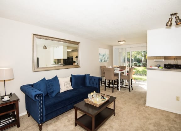 Model Living Room & Dining Area at Sir Charles Court Apartments, Beaverton, OR