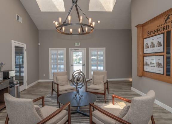 Stanford Heights clubhouse foyer and seating area