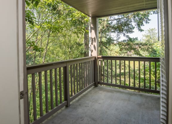 Stillwater Apartments Vacant Apartment Deck & Wooded View