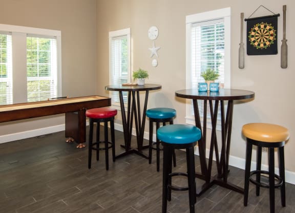 Stillwater clubhouse interior cafe tables and bar stools