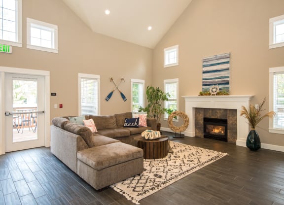 Stillwater clubhouse interior fireplace lounge