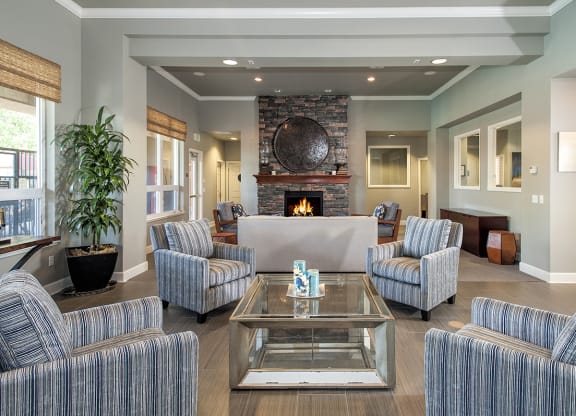Stoneridge Clubhouse Interior Seating Area & Fireplace