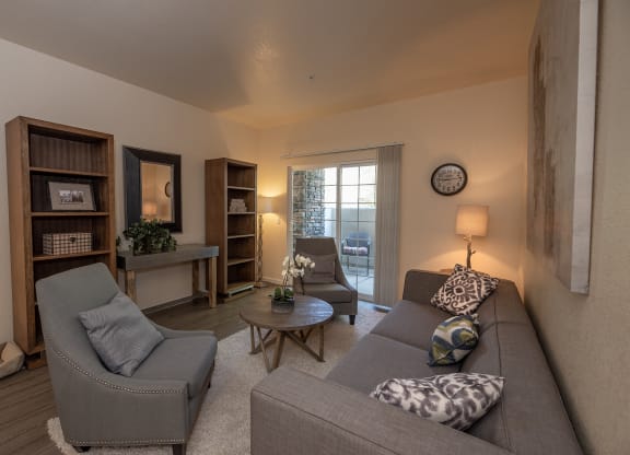 Stoneridge model 1 living room and patio
