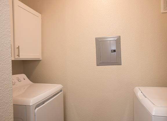 A laundry room with a washer and dryer at Sunset Summit, Rocklin, CA, 95765