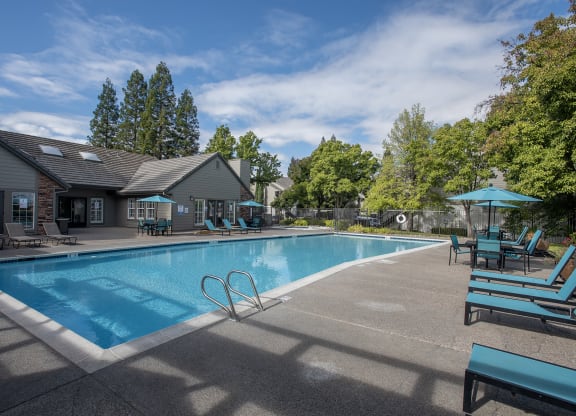 Swimming pool and clubhouse view at Sunset Summit, Rocklin, CA 95765