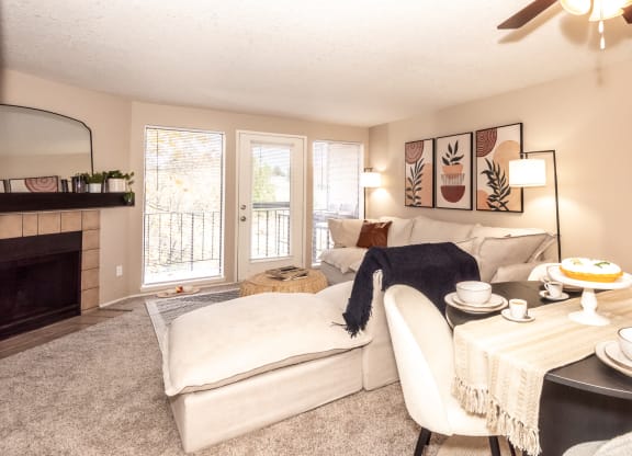 Sunstone Parc, Beaverton, OR, 97008, model living room and fireplace