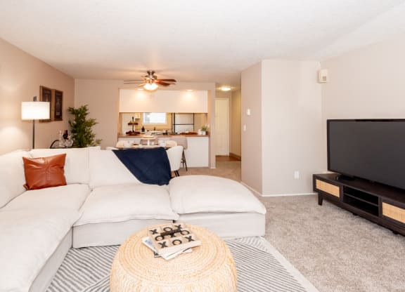 Sunstone Parc, Beaverton, OR, 97008, model living room to dining room view