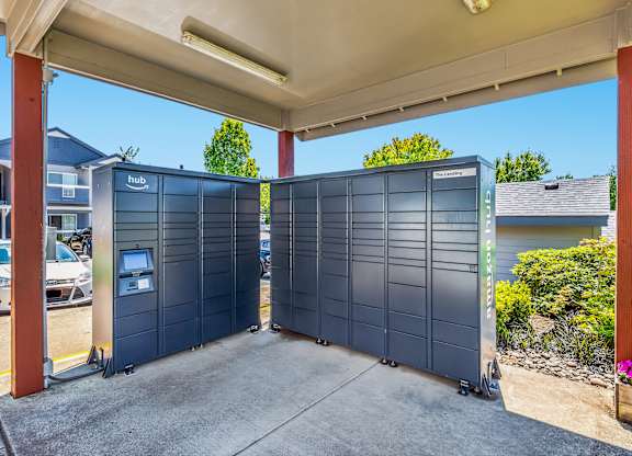 Self service package lockers at The Landing Apartments and Townhomes, Oregon, 97045