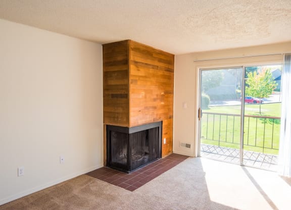 Vacant Apartment Fireplace at Todd Village Apartments, Tualatin