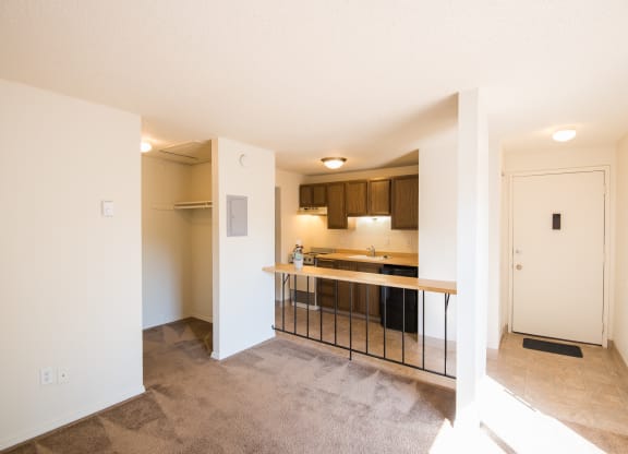Vacant Studio Apartment Living Area at Todd Village Apartments, Tualatin, Oregon 97062
