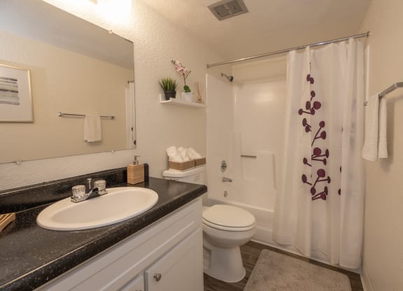 model bathroom at Woodbridge Apartments, Sacramento, 95833
