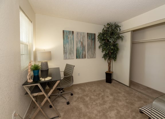 model second bedroom at Woodbridge Apartments, CA 95833
