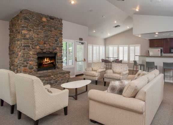 Clubhouse Seating Area & Fireplace at Zinfandel Village Apartments, Rancho Cordova, CA