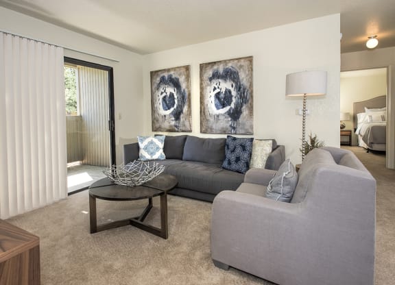 Model Living Room & Patio Entry at Zinfandel Village Apartments, Rancho Cordova, CA