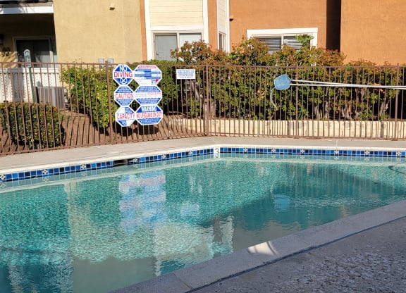 Inviting swimming pool at The Cove at Bear Valley in Escondido, California.