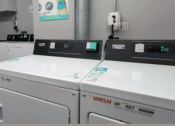 Laundry room dryers at The Carlton Apartments in Hollywood, California.