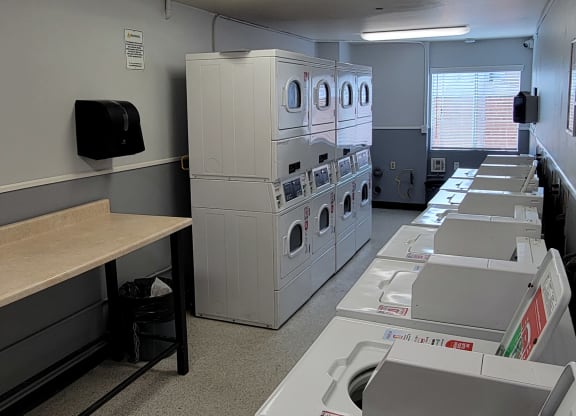 Laundry room at the Atrium Apartments in San Diego.
