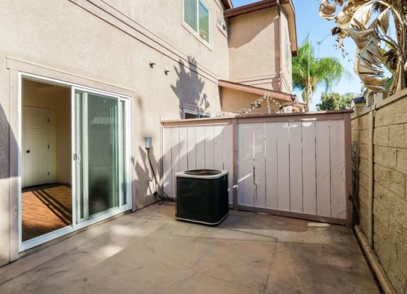 Private porch at The Nines Townhomes in Escondido, California.