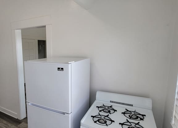 Studio kitchen appliances at the Western at Rosewood in Los Angeles, California.