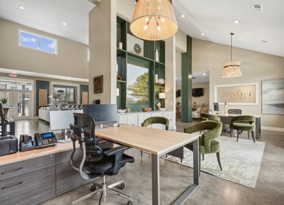 the gathering room is open to the kitchen and living room