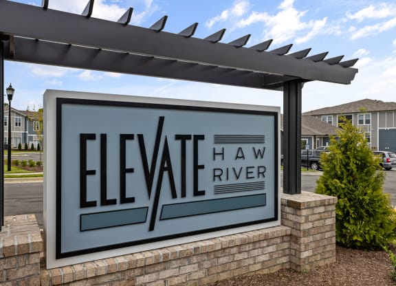 Elevate Haw River sign at front of property