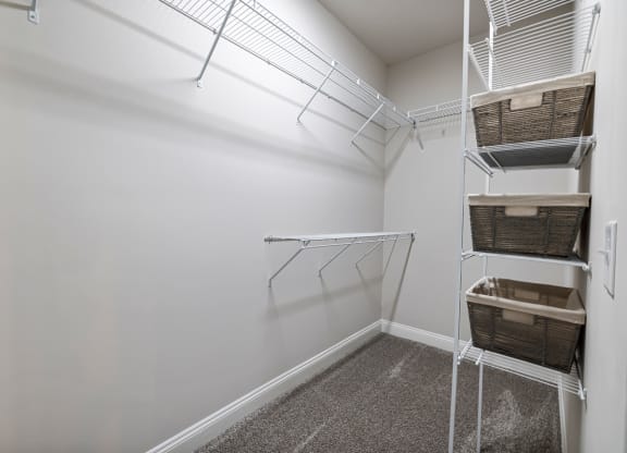 Spacious closet with long shelves