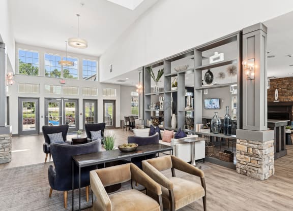 the preserve at ballantyne commons living room with furniture and a fireplace