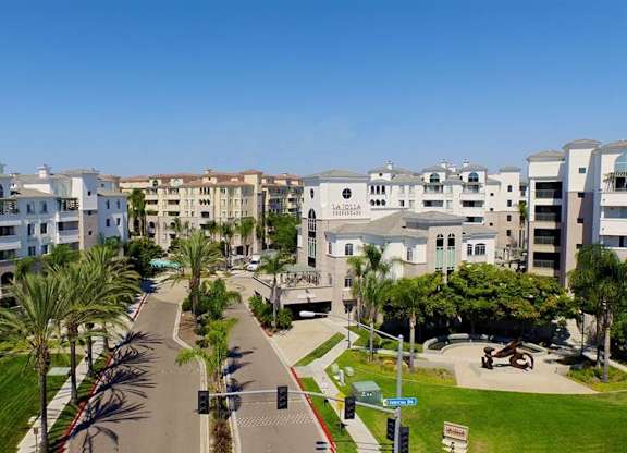 Aerial Entrance View at La Jolla Crossroads Apartments, San Diego, 92122