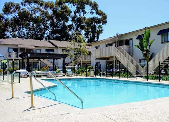 A swimming pool at La Jolla Canyon Apartments, San Diego, CA 92121