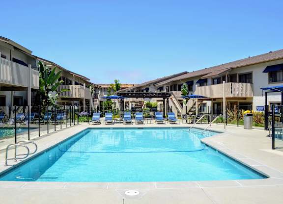 Pool With Sundecks at La Jolla Canyon Apartments, San Diego California