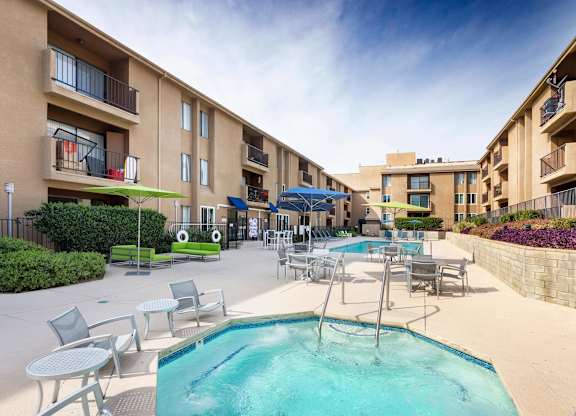 Blue Cool Swimming Pool at Northridge Gardens Apartments, Northridge, California