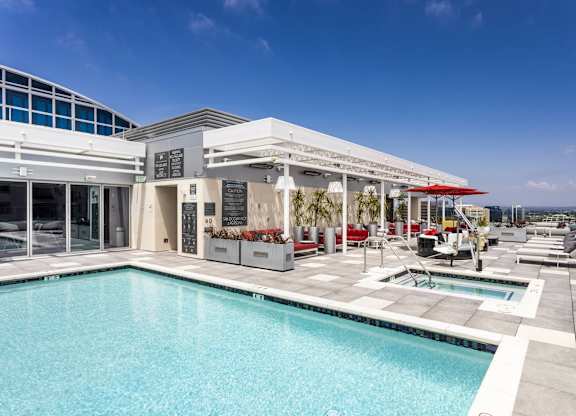 Rooftop pool deck at LUX by Garden* Apartments, San Diego, 92122