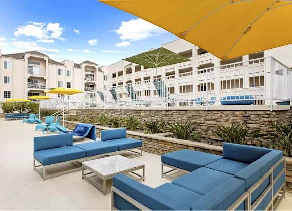 Shaded Lounge at La Regencia Apartments, San Diego, California