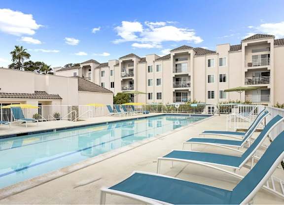 Poolside Relaxing Chairs at La Regencia Apartments, California