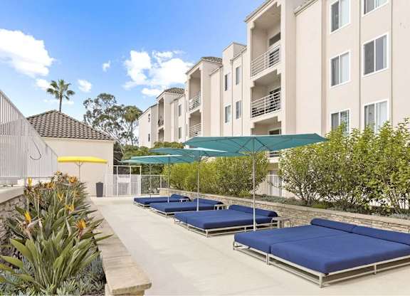 Poolside Lounge Chairs at La Regencia Apartments, San Diego, California
