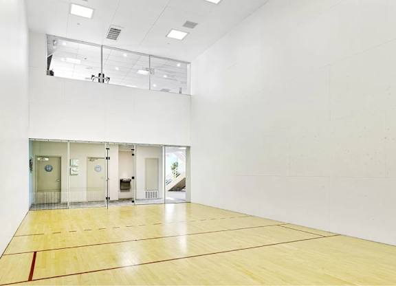 A squash court at La Regencia Apartments, San Diego