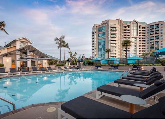 Poolside Relaxing Chairs at Towers at Costa Verde Apartments, California, 92122