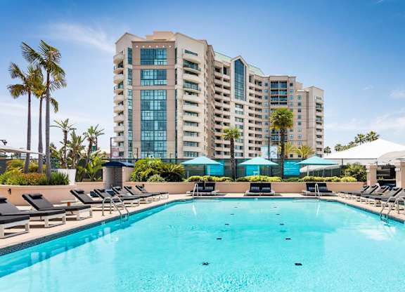 Swimming Pool With Relaxing Sundecks at Towers at Costa Verde Apartments, San Diego, California