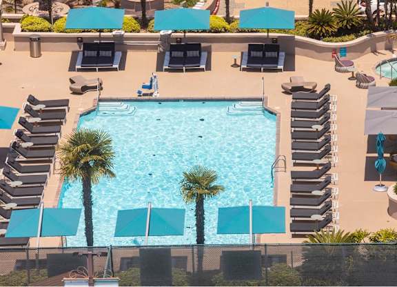 Aerial Pool View at Towers at Costa Verde Apartments, California, 92122
