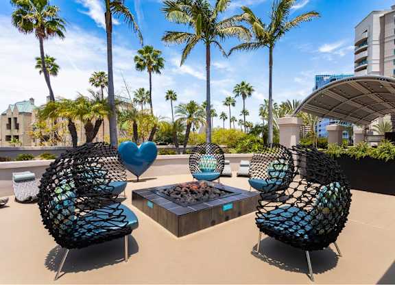 Outdoor Firepit Patio at Towers at Costa Verde Apartments, California, 92122