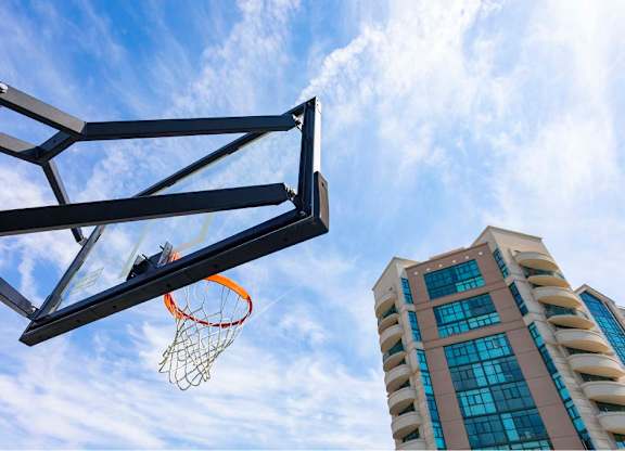 Basketball Court View at Towers at Costa Verde Apartments, California, 92122