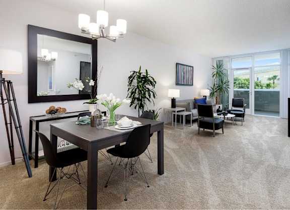 Dining And Kitchen View at Towers at Costa Verde Apartments, California