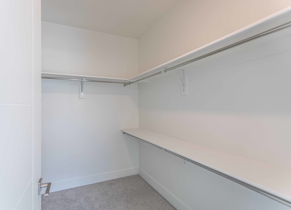 a room with a white wall and a shelf on the wall